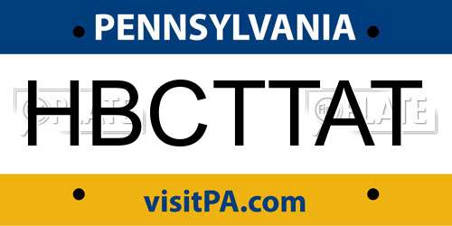 HBCTTAT Pennsylvania License Plate
