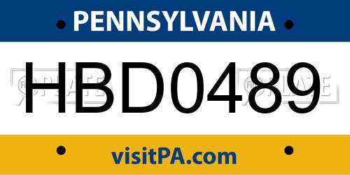 HBD0489 Pennsylvania License Plate