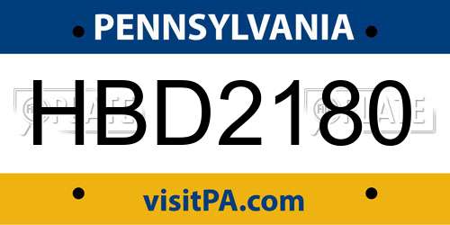HBD2180 Pennsylvania License Plate