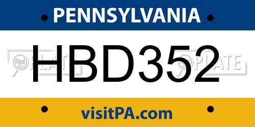 HBD352 Pennsylvania License Plate