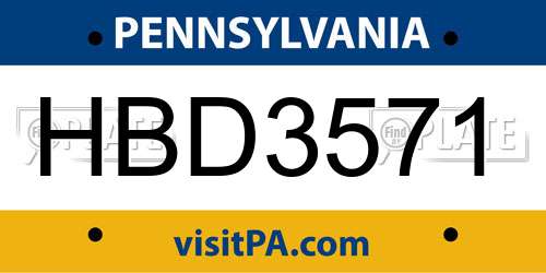 HBD3571 Pennsylvania License Plate