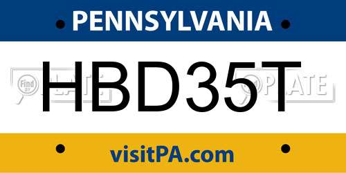 HBD35T Pennsylvania License Plate