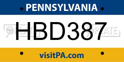 HBD387 Pennsylvania License Plate