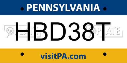 HBD38T Pennsylvania License Plate