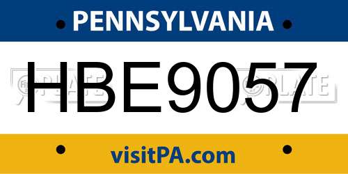 HBE9057 Pennsylvania License Plate