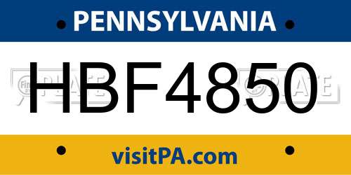 HBF4850 Pennsylvania License Plate