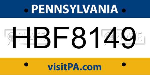HBF8149 Pennsylvania License Plate