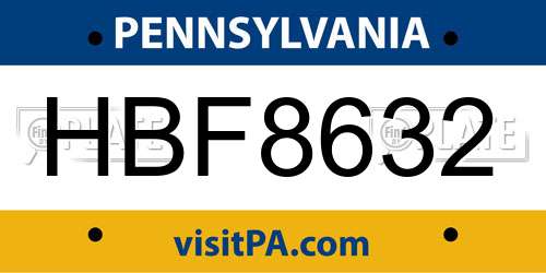 HBF8632 Pennsylvania License Plate
