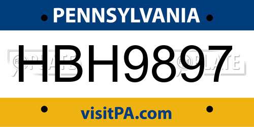 HBH9897 Pennsylvania License Plate