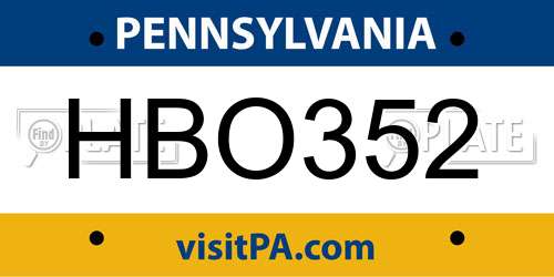 HBO352 Pennsylvania License Plate