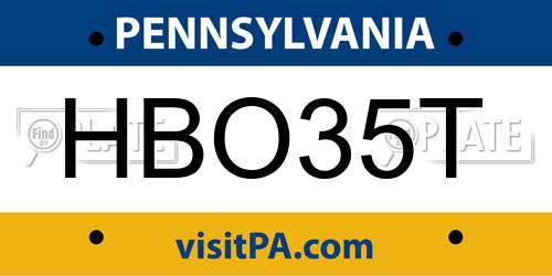 HBO35T Pennsylvania License Plate