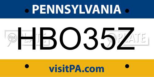 HBO35Z Pennsylvania License Plate