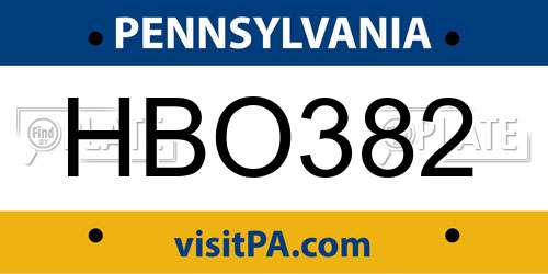 HBO382 Pennsylvania License Plate