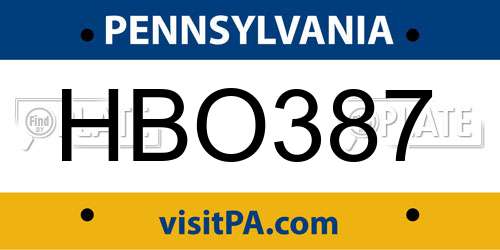 HBO387 Pennsylvania License Plate