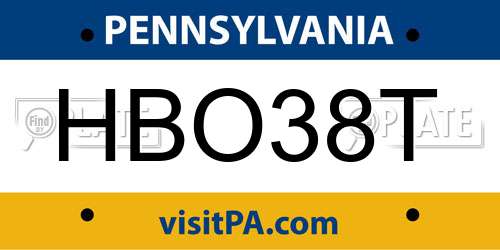 HBO38T Pennsylvania License Plate