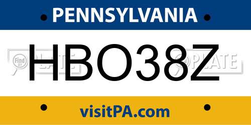 HBO38Z Pennsylvania License Plate