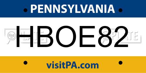 HBOE82 Pennsylvania License Plate