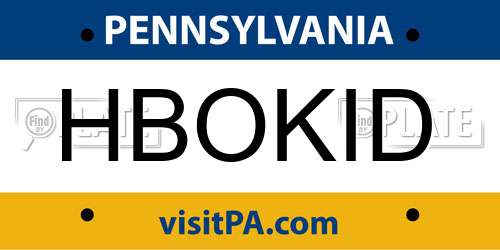 HBOKID Pennsylvania License Plate
