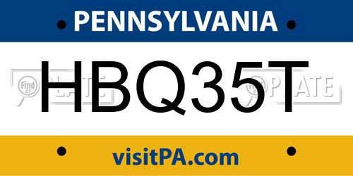 HBQ35T Pennsylvania License Plate