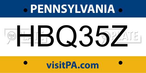 HBQ35Z Pennsylvania License Plate