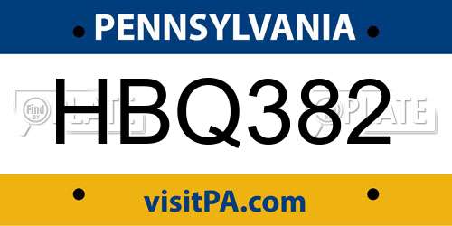 HBQ382 Pennsylvania License Plate