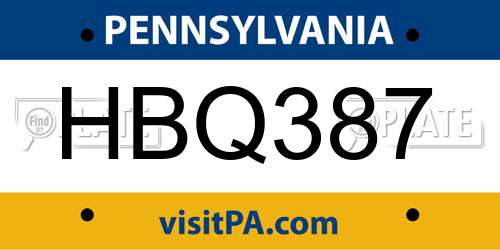 HBQ387 Pennsylvania License Plate