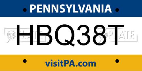 HBQ38T Pennsylvania License Plate