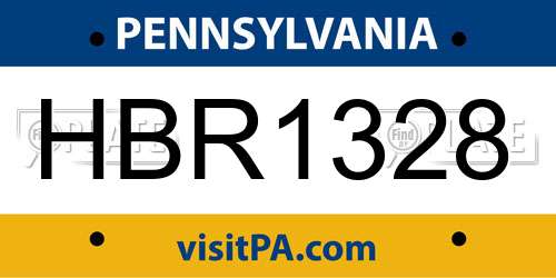 HBR1328 Pennsylvania License Plate