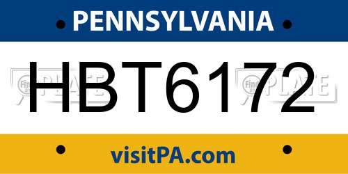 HBT6172 Pennsylvania License Plate