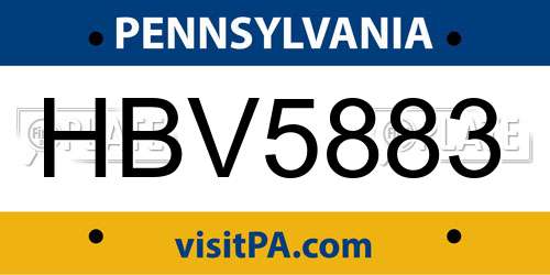 HBV5883 Pennsylvania License Plate