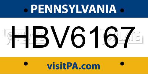 HBV6167 Pennsylvania License Plate