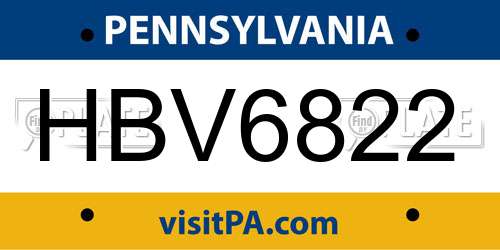 HBV6822 Pennsylvania License Plate