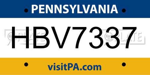 HBV7337 Pennsylvania License Plate