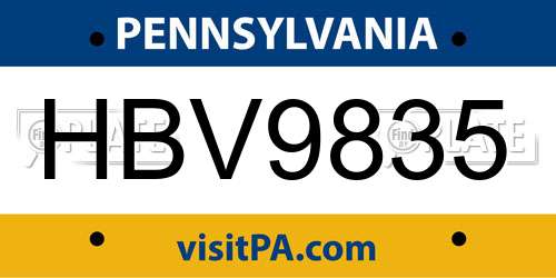 HBV9835 Pennsylvania License Plate