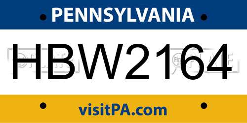 HBW2164 Pennsylvania License Plate