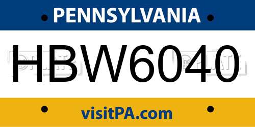 HBW6040 Pennsylvania License Plate