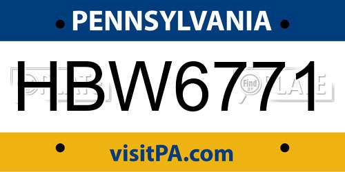 HBW6771 Pennsylvania License Plate