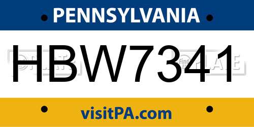 HBW7341 Pennsylvania License Plate