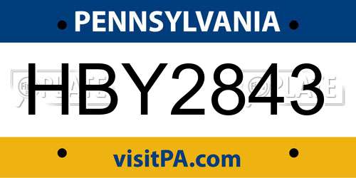 HBY2843 Pennsylvania License Plate