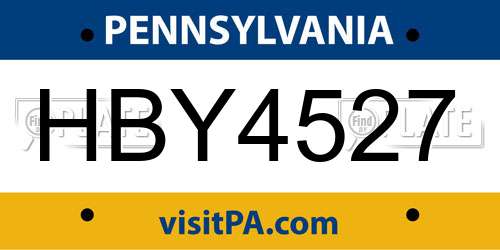 HBY4527 Pennsylvania License Plate
