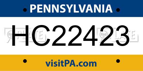 HC22423 Pennsylvania License Plate