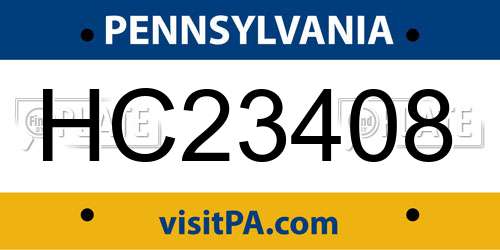 HC23408 Pennsylvania License Plate