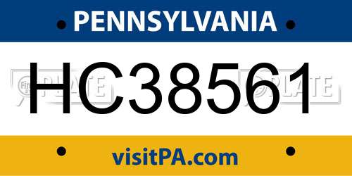 HC38561 Pennsylvania License Plate