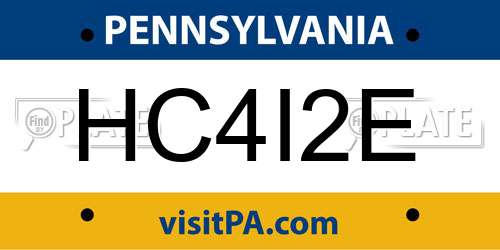 HC4I2E Pennsylvania License Plate
