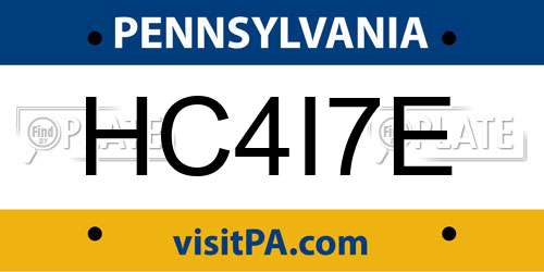 HC4I7E Pennsylvania License Plate