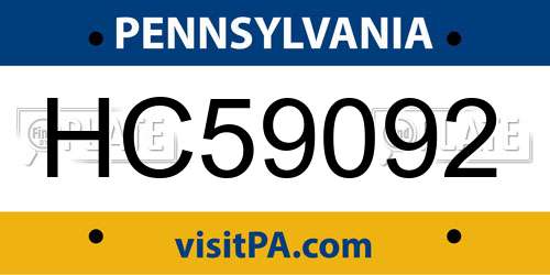 HC59092 Pennsylvania License Plate