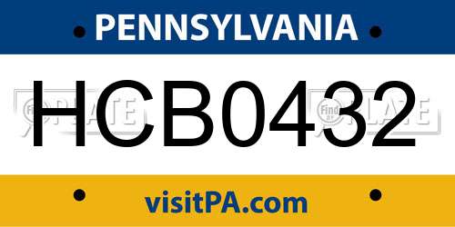 HCB0432 Pennsylvania License Plate