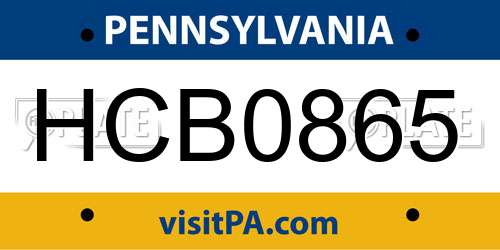 HCB0865 Pennsylvania License Plate