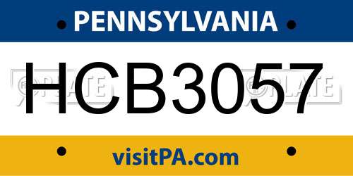 HCB3057 Pennsylvania License Plate