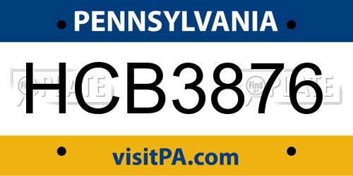 HCB3876 Pennsylvania License Plate